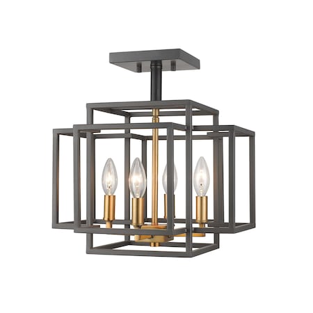 Z-Lite Titania 4 Light Semi Flush Mount, Bronze + Olde Brass 454SF-BRZ-OBR